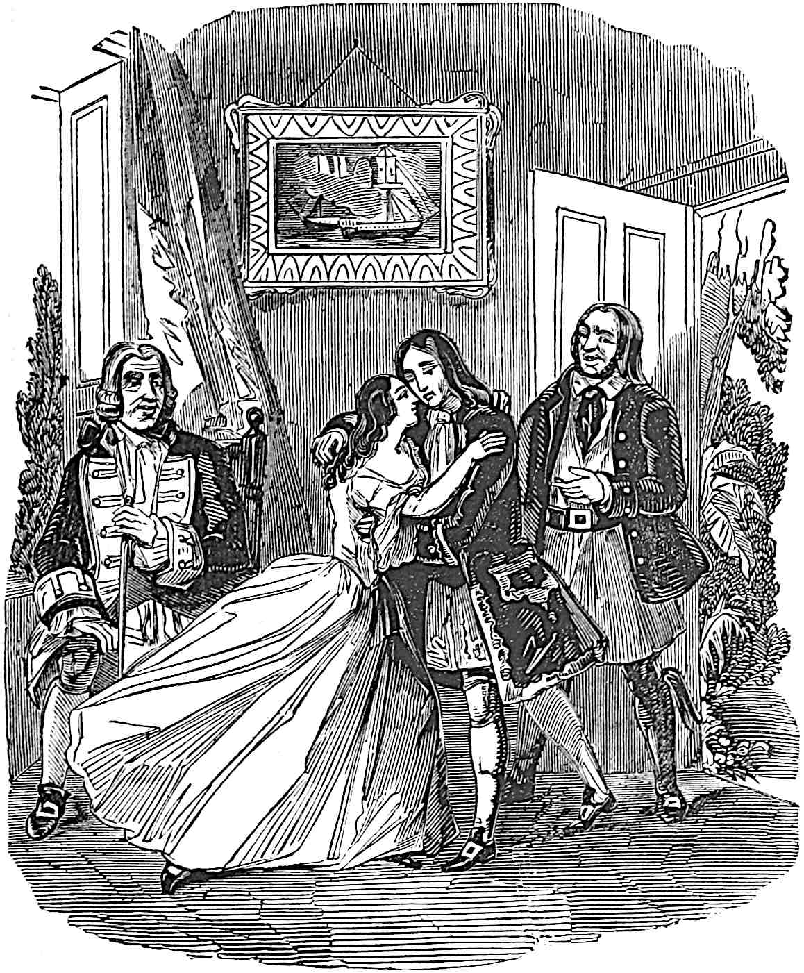 Admiral Bell and Jack Pringle witness the reunion of Flora and Charles.