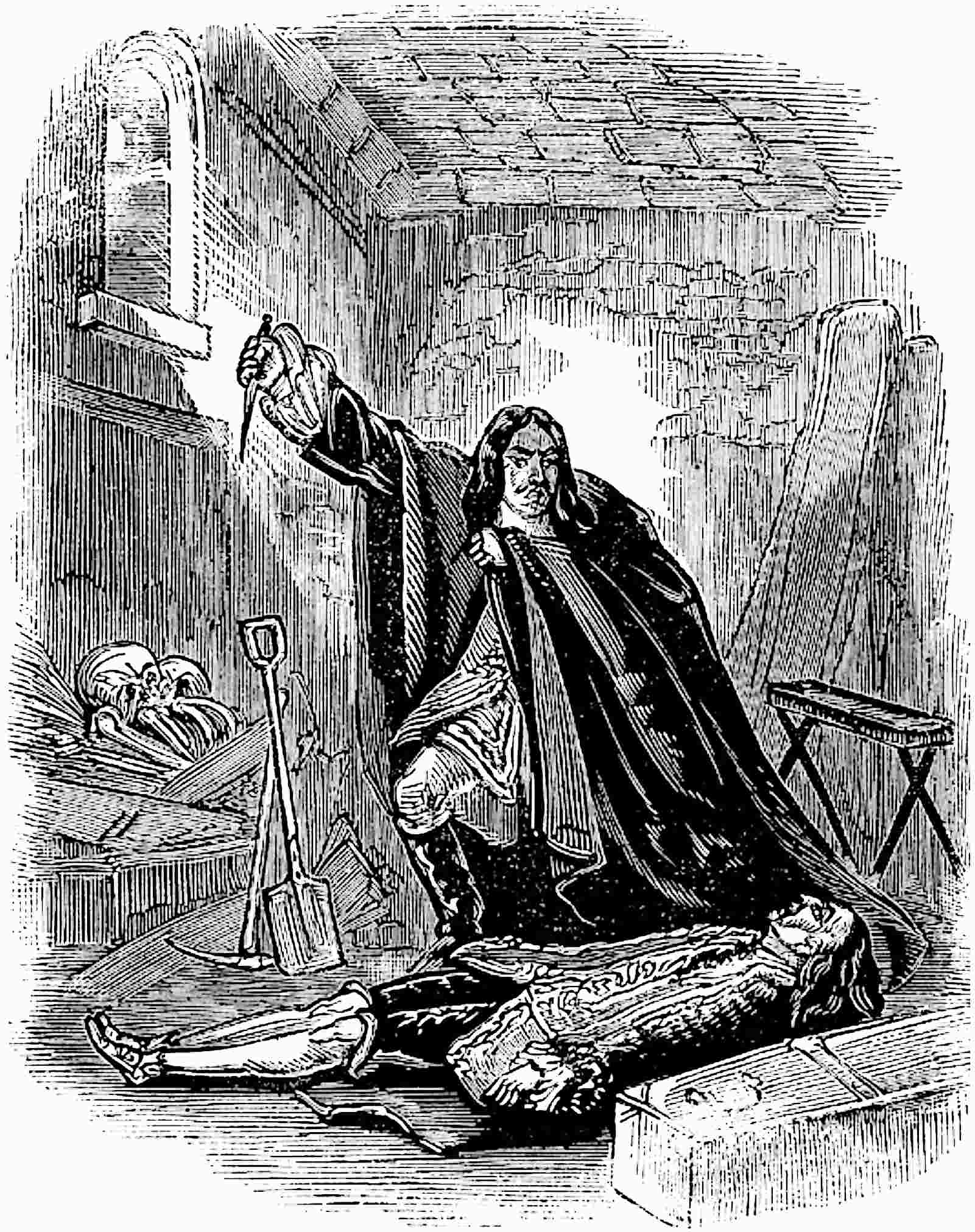 The scene in the bone house.