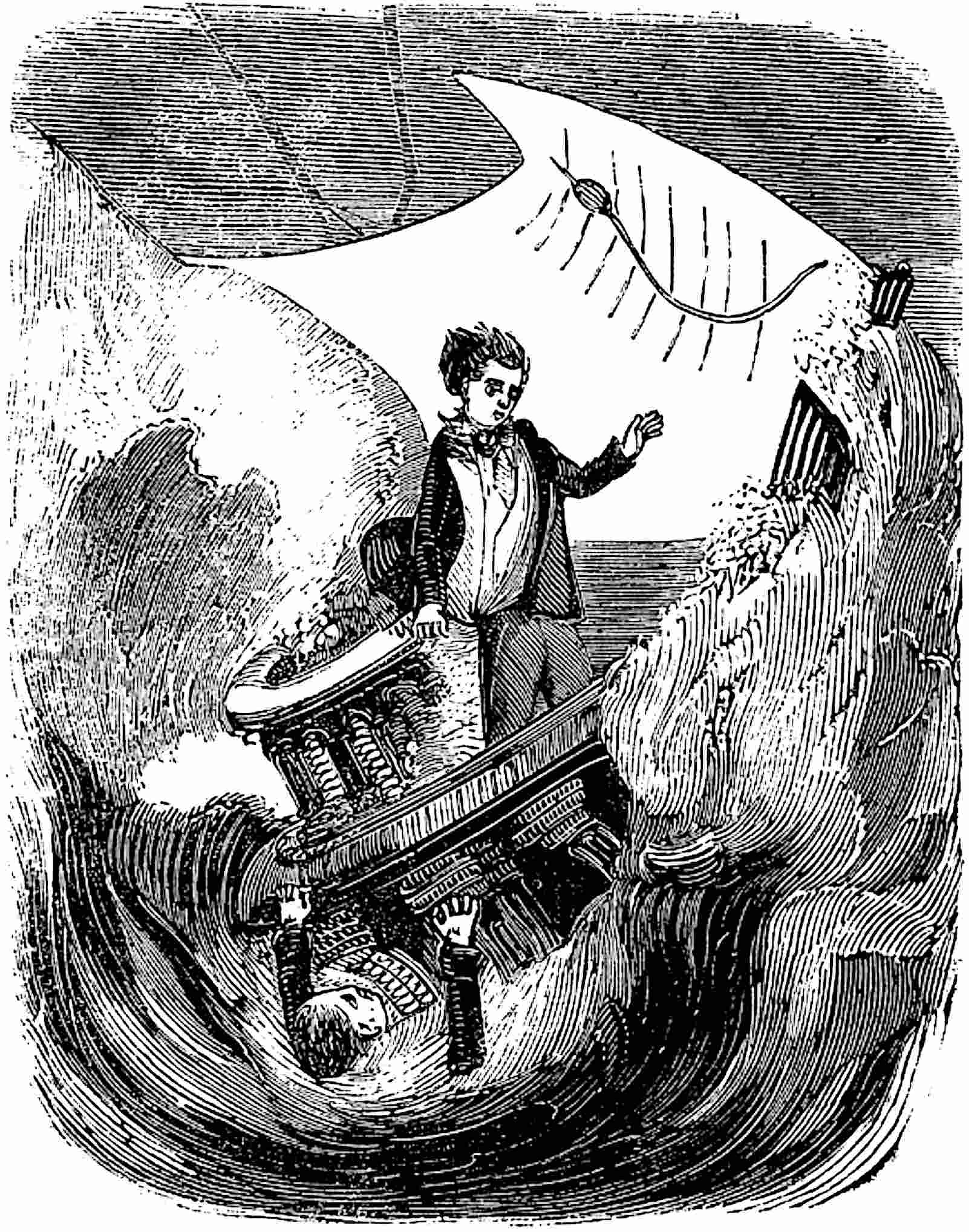 The ship goes to pieces under the men.