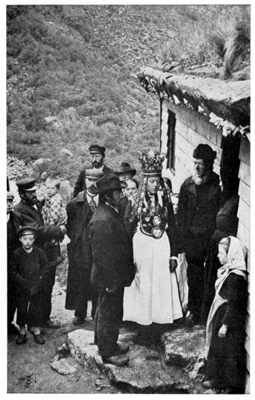 A NORDFJORD BRIDE AND GROOM WITH GUESTS AND PARENTS.
BRIGSDAL. NORWAY.