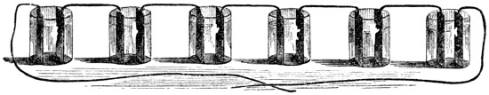 Six galvanic elements in series