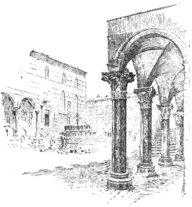 PIAZZA DI S. LORENZO, SEEN FROM UNDER THE ARCHES OF THE
PALAZZO PUBBLICO