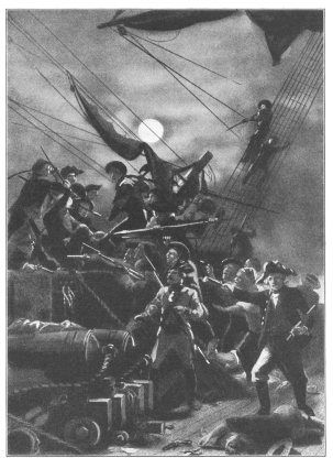 John Paul Jones commanding the “Bon Homme Richard” in the
battle with the “Serapis.”