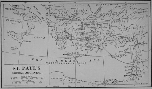 MAP, SAINT PAUL'S SECOND JOURNEY.