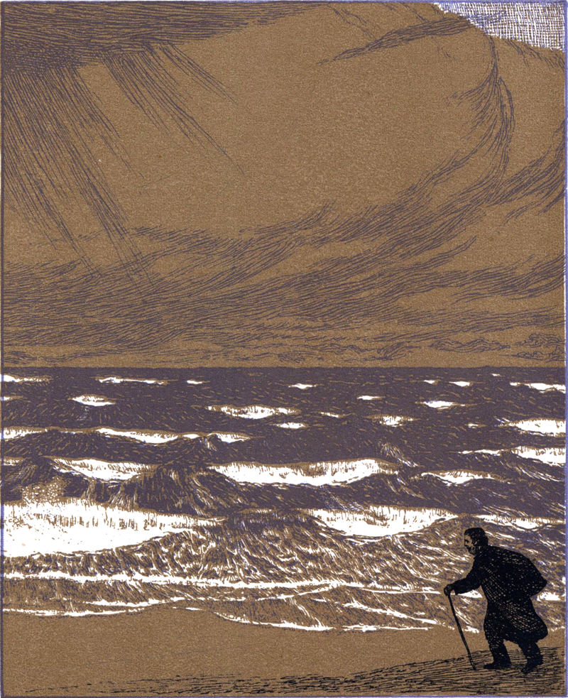 Ein Wanderer in einer einsamen
  Landschaft