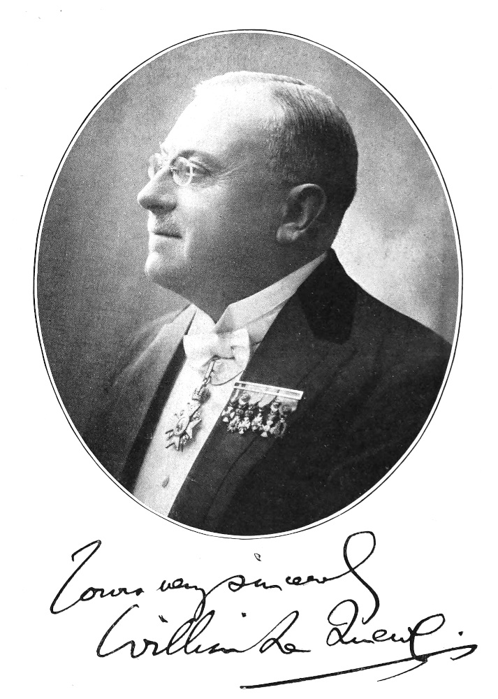 sideview portrait, head and torso; medals on lapel and around neck