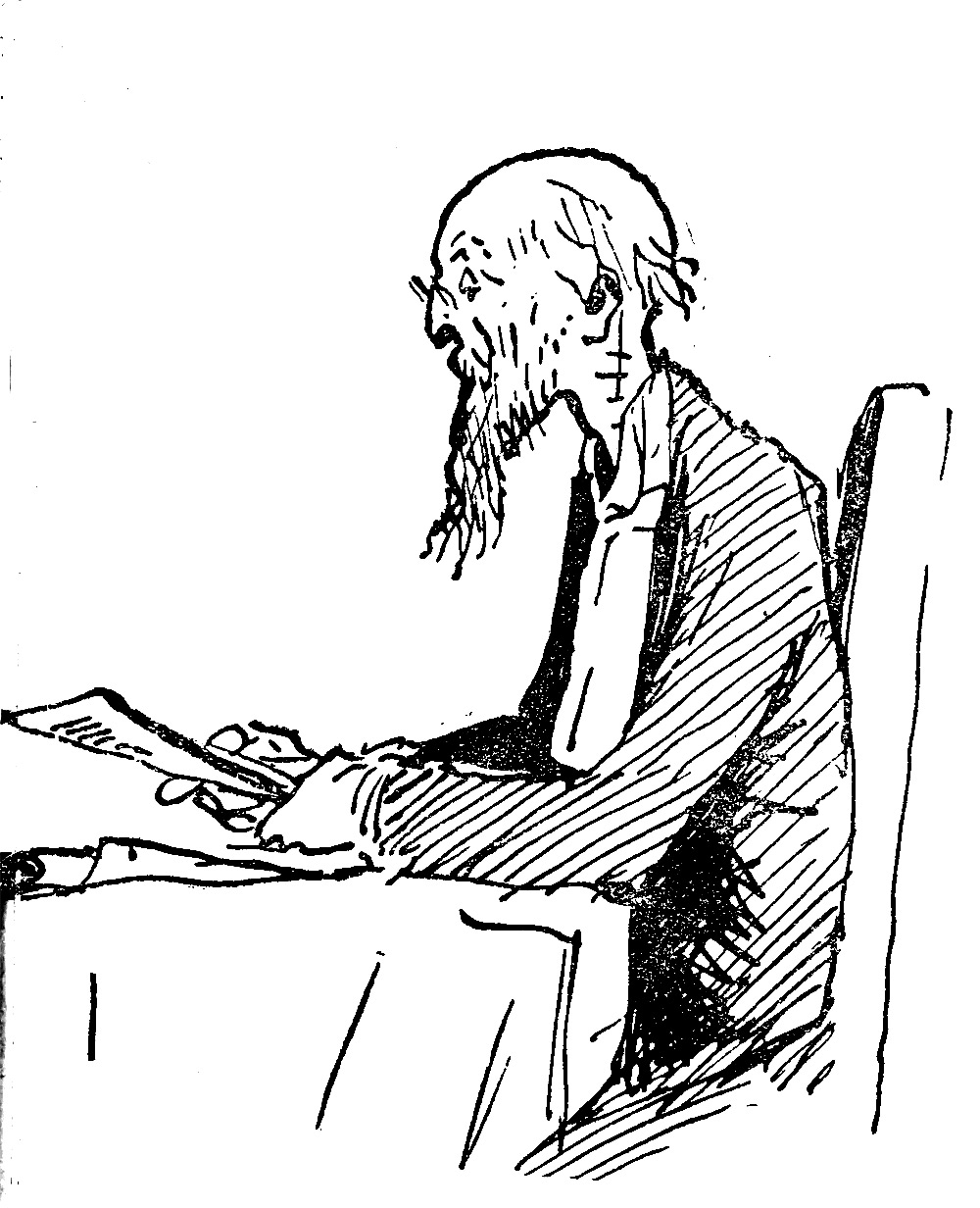 A man is sitting at a table reading a paper.
