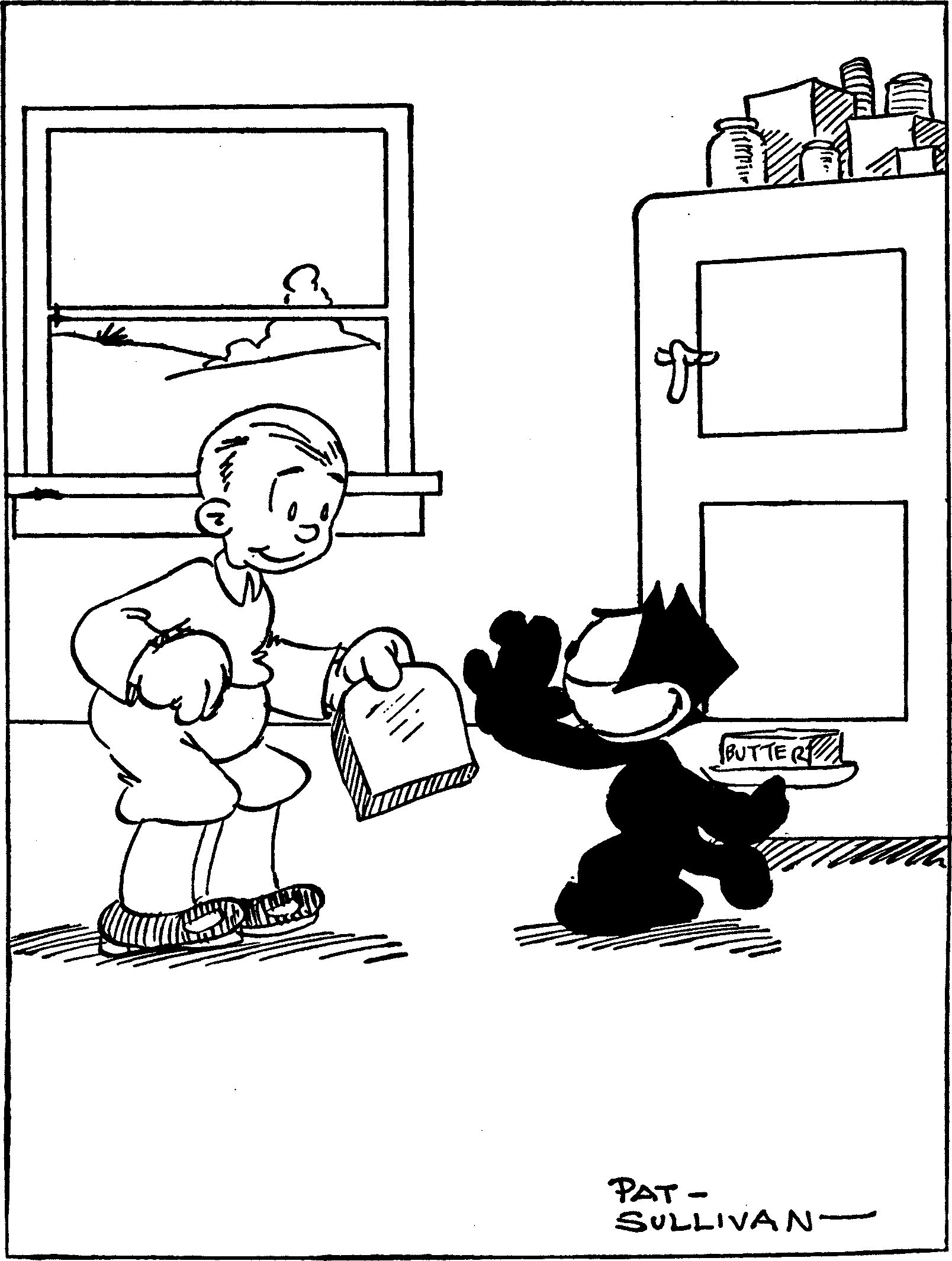 A cat holding butter and rejecting a slice of bread