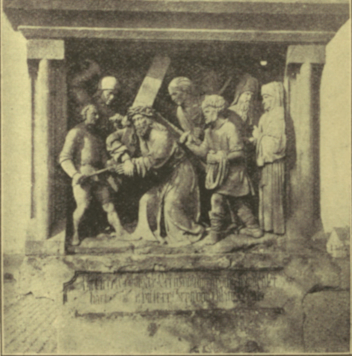 Station 5: Simon of Cyrene helps Jesus carry the Cross.