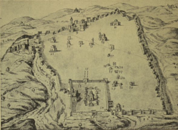 Fragmentary map of the city of Jerusalem.