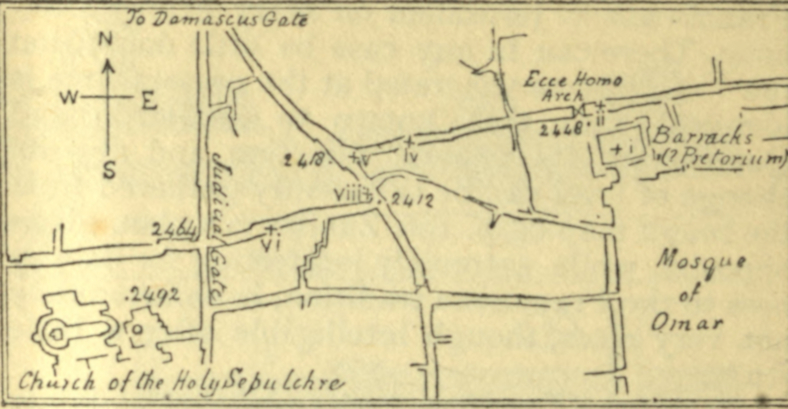 Simple map of the streets of ancient Jerusalem.