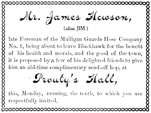The invitation that Jim
Hewson received (text transcribed below)