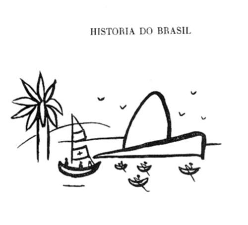 Cena costeira
estilizada com palmeira, barco à vela, pássaros e o icônico Pão de
Açúcar do Rio de Janeiro ao fundo.