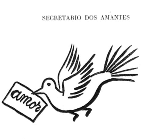 Pomba voando
e carregando no bico um envelope com a palavra amor escrita.