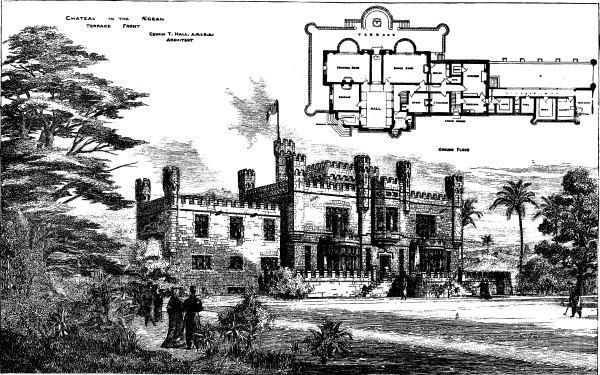 SUGGESTIONS IN ARCHITECTURE--A CASTELLATED CHATEAU.