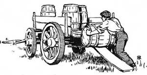 FIG. 93.—Rolling barrels up a plank.