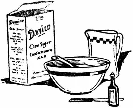 confectioner's sugar and bowl, etc.