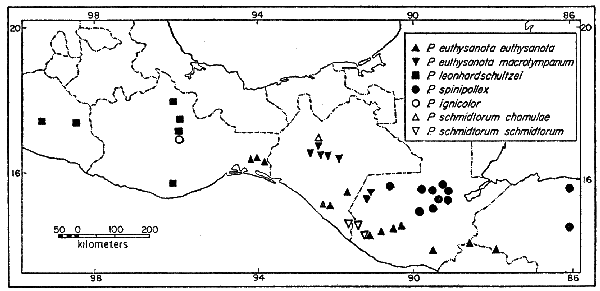 Map showing record localities.