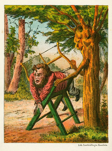 Man on sawhorses