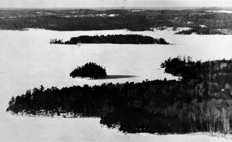 Figure 3.—Ridges, islands, swamps, and bays are part of the variable topography
in the Superior National Forest. (Photo courtesy of L. D. Mech.)