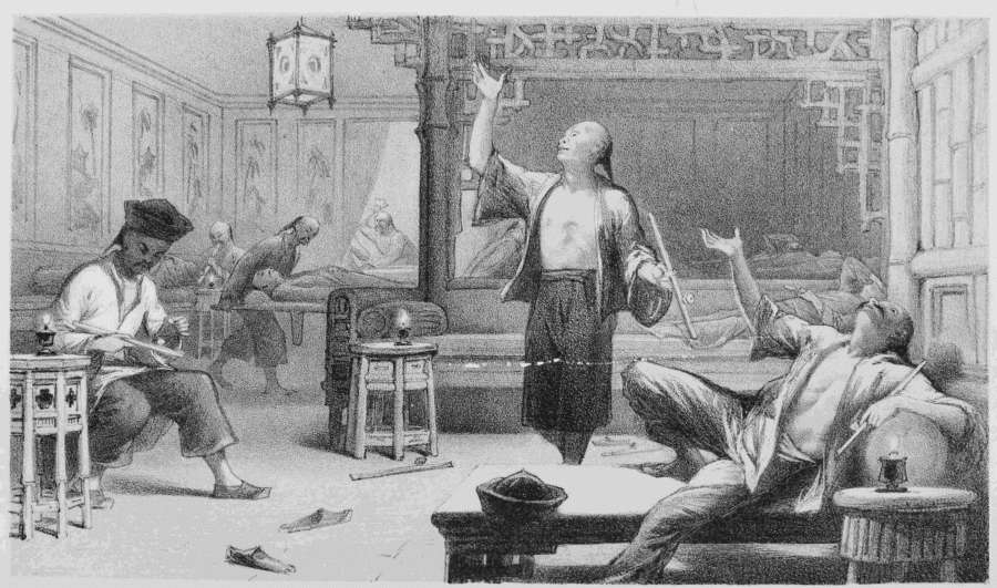 London. Published March 15th 1866 by Day & Son, Limited Lithogrs
Gate Str. Lincoln's Inn Fields. Day & Son, Limited, Lith.
INTERIOR OF AN OPIUM SMOKING SALOON.