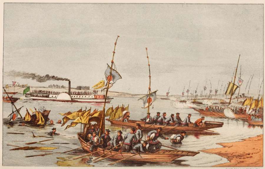 DAY & SON, (LIMITED) LITH.
NAVAL ENGAGEMENT AND CAPTURE OF IMPERIALIST GUNBOATS AT WU-SEE.