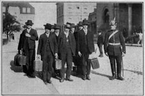 Photograph from Brown Brothers, N. Y.
A LEVY OF FARMER BOYS OFF FOR THE BARRACKS
The fact that millions of food-producers of this type were taken from the soil caused
Central Europe to run short of life's necessities.