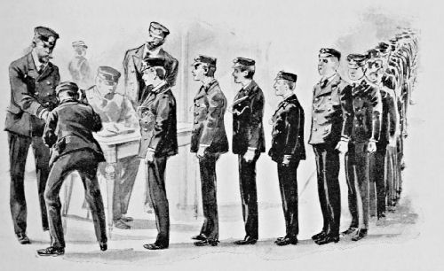 Cadets wait in line to receive their allowance