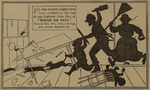 Another chaotic rat-hunt. Jim’s family, including the cat
and terrier, chase rats; the table and baby’s high-chair up-ended.