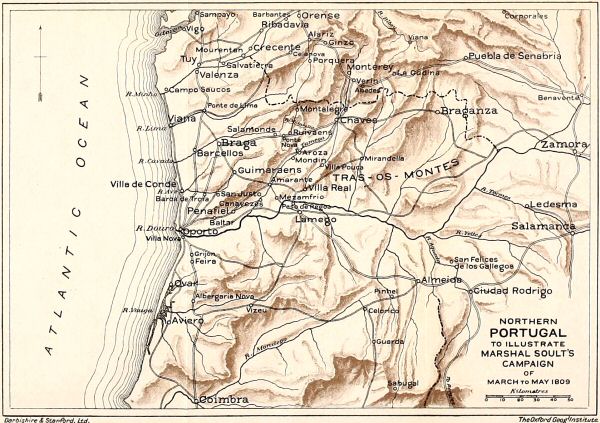 Map of Northern Portugal