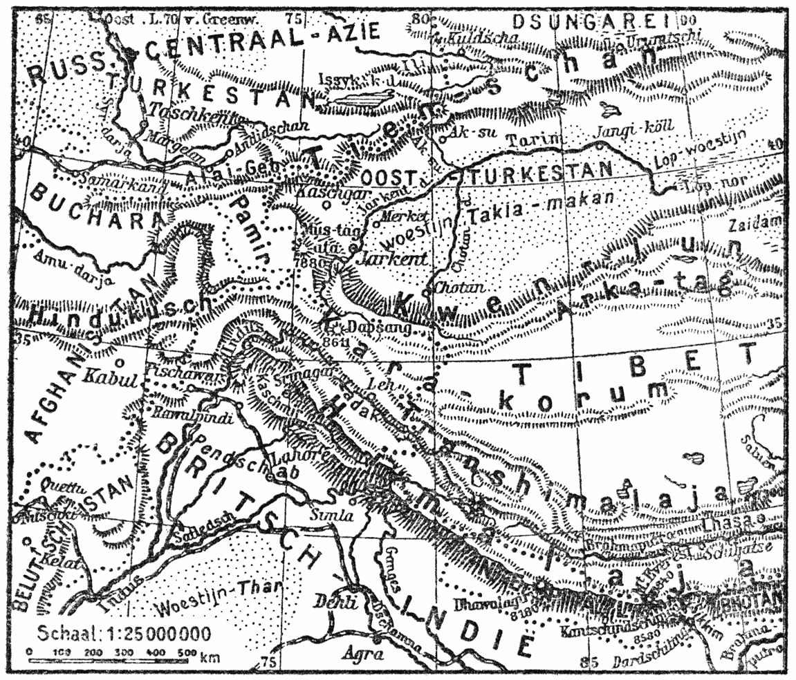 Kaart van Centraal-Azië.