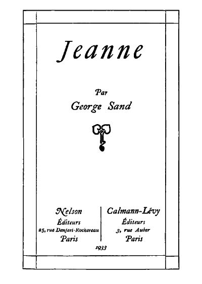 title page-Jeanne Par George Sand