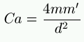 C a = \frac{4 m m'}{d^2}